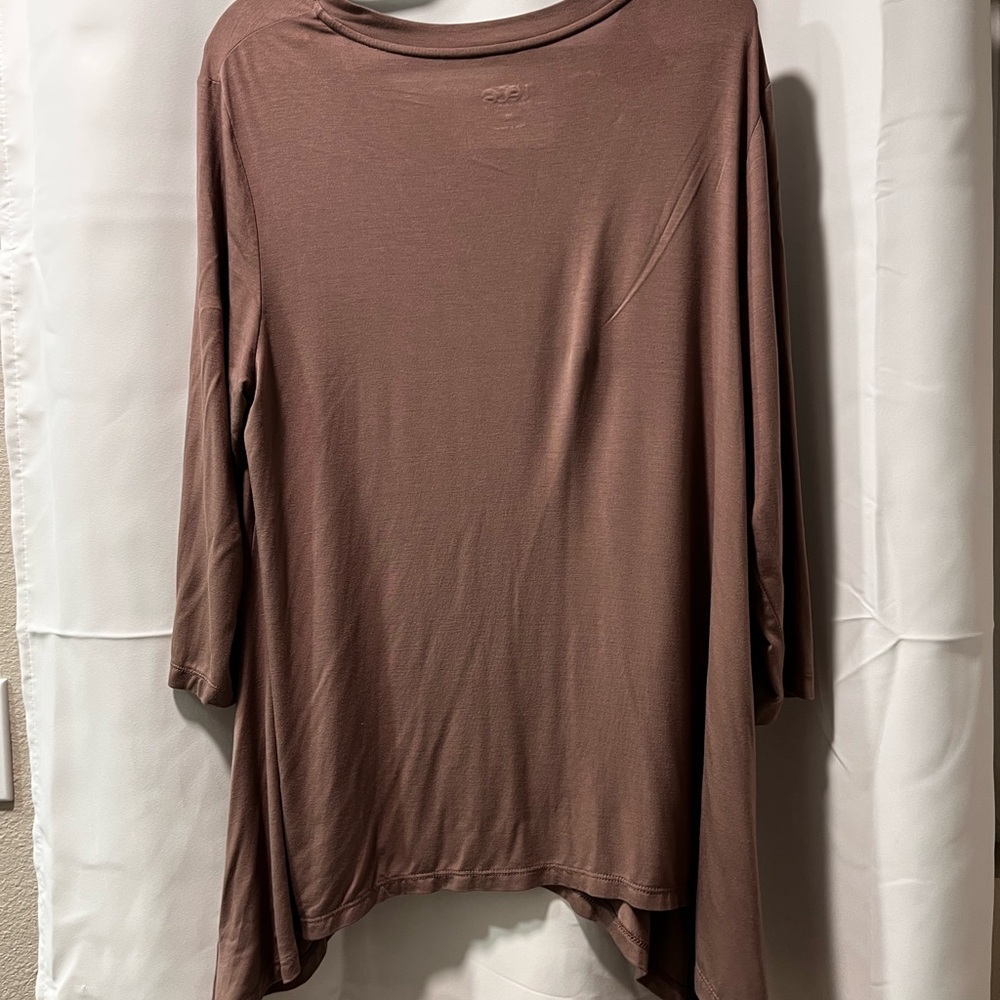 LOGO Lori Goldstein Tunic Top V Neck Asymmetrical Pockets Lagenlook Loose Fit XL - Picture 3 of 8